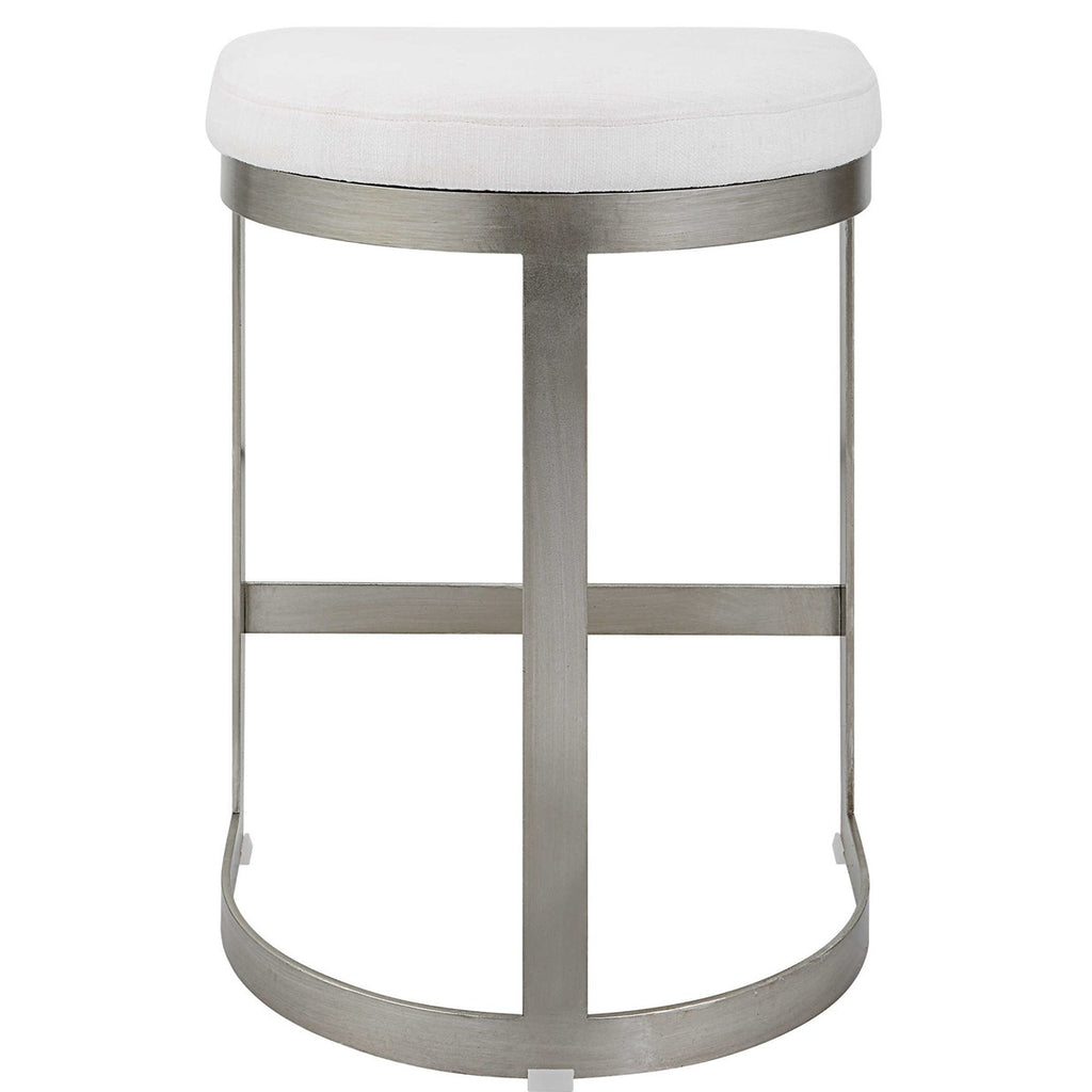 Ivanna Backless Silver Counter Stool - Bombay Mercantile