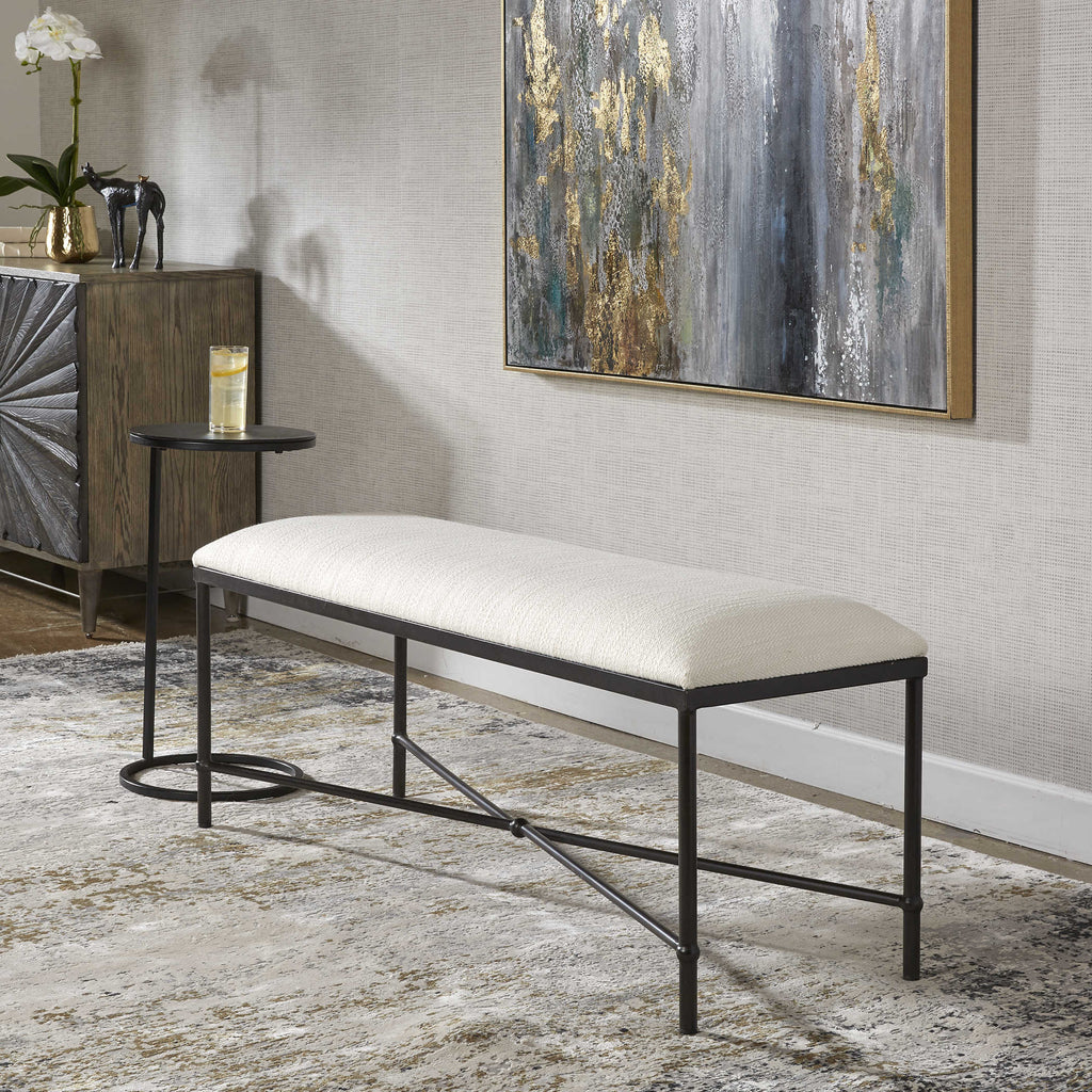 Avenham Black Framed Bench - Bombay Mercantile