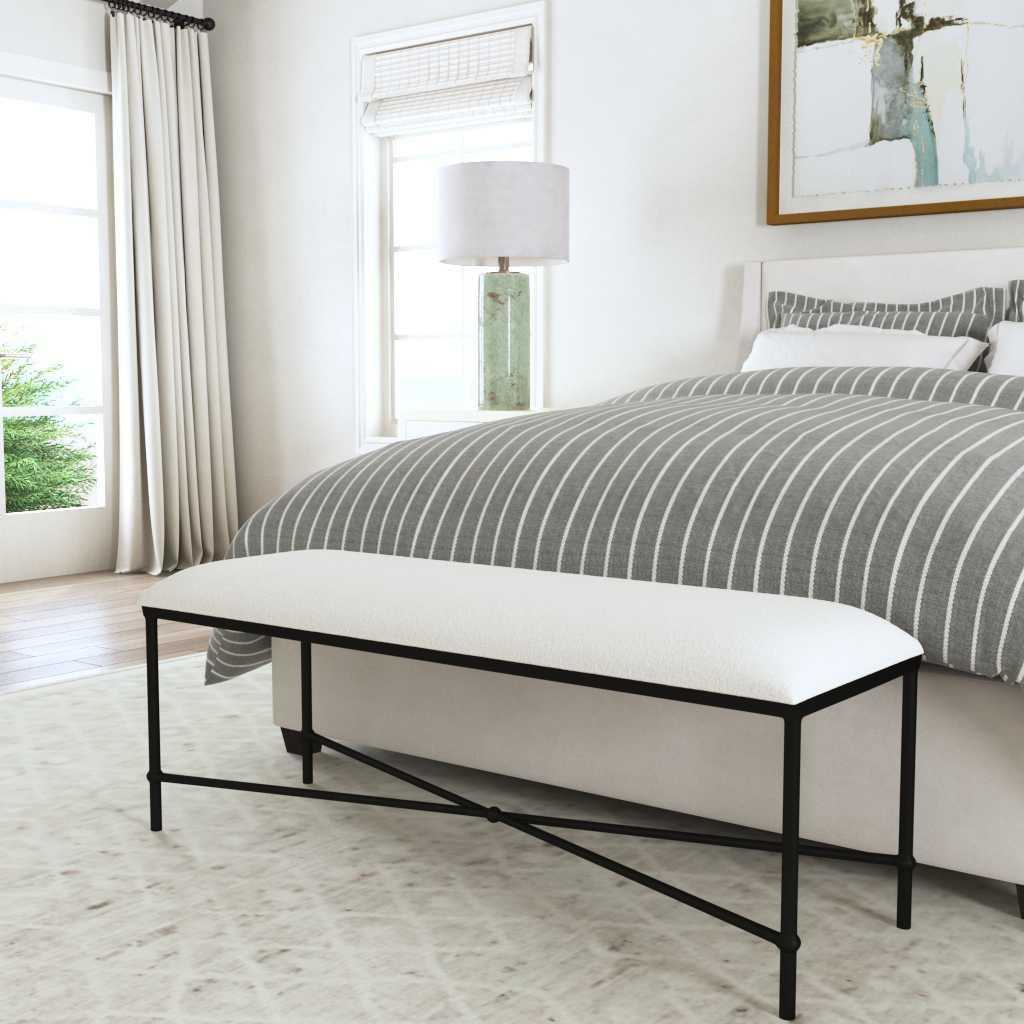 Avenham Black Framed Bench - Bombay Mercantile