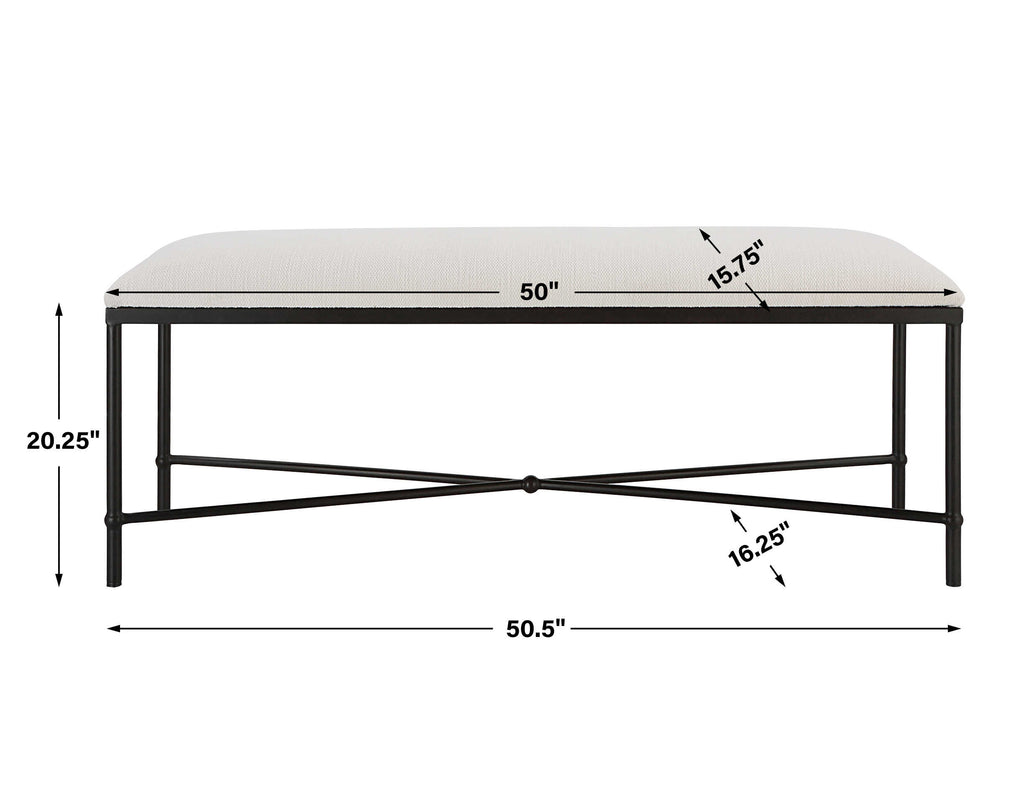 Avenham Black Framed Bench - Bombay Mercantile