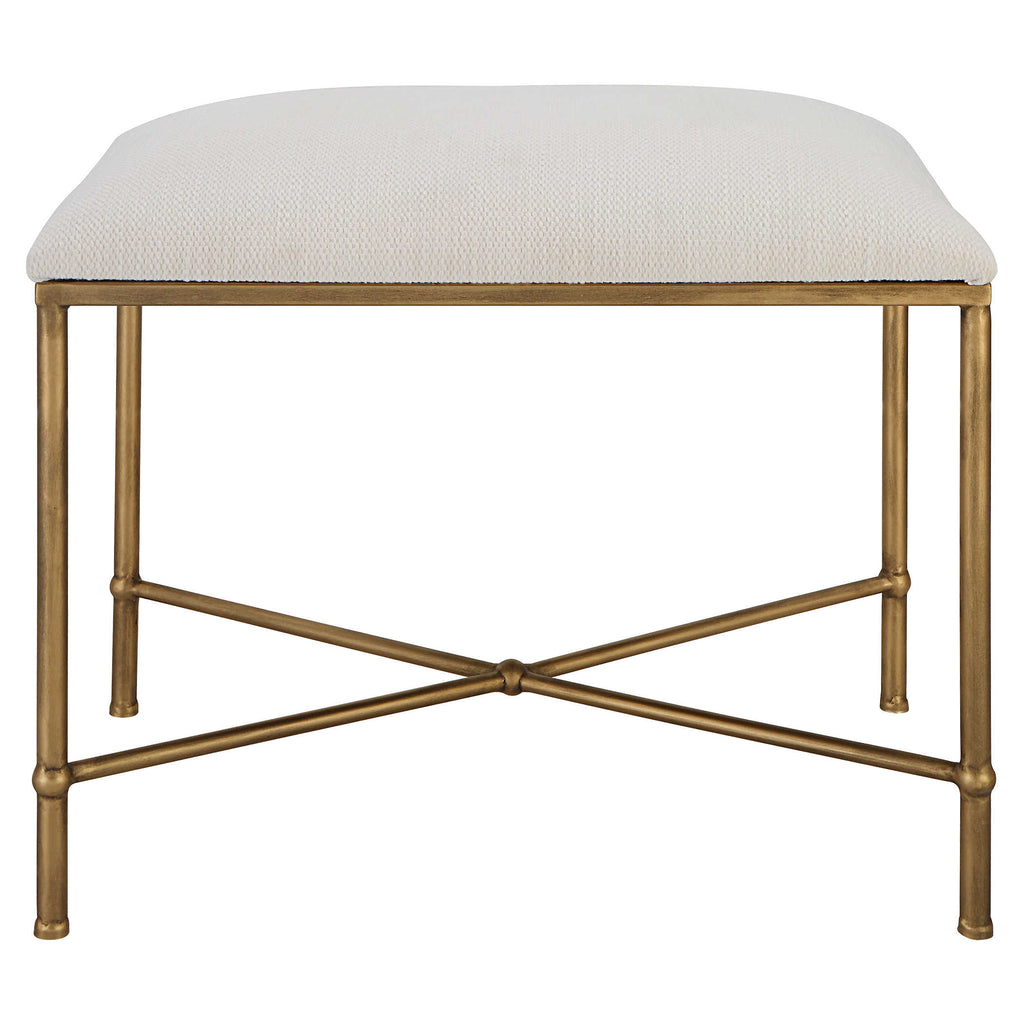 Avenham Small Gold Framed Bench - Bombay Mercantile