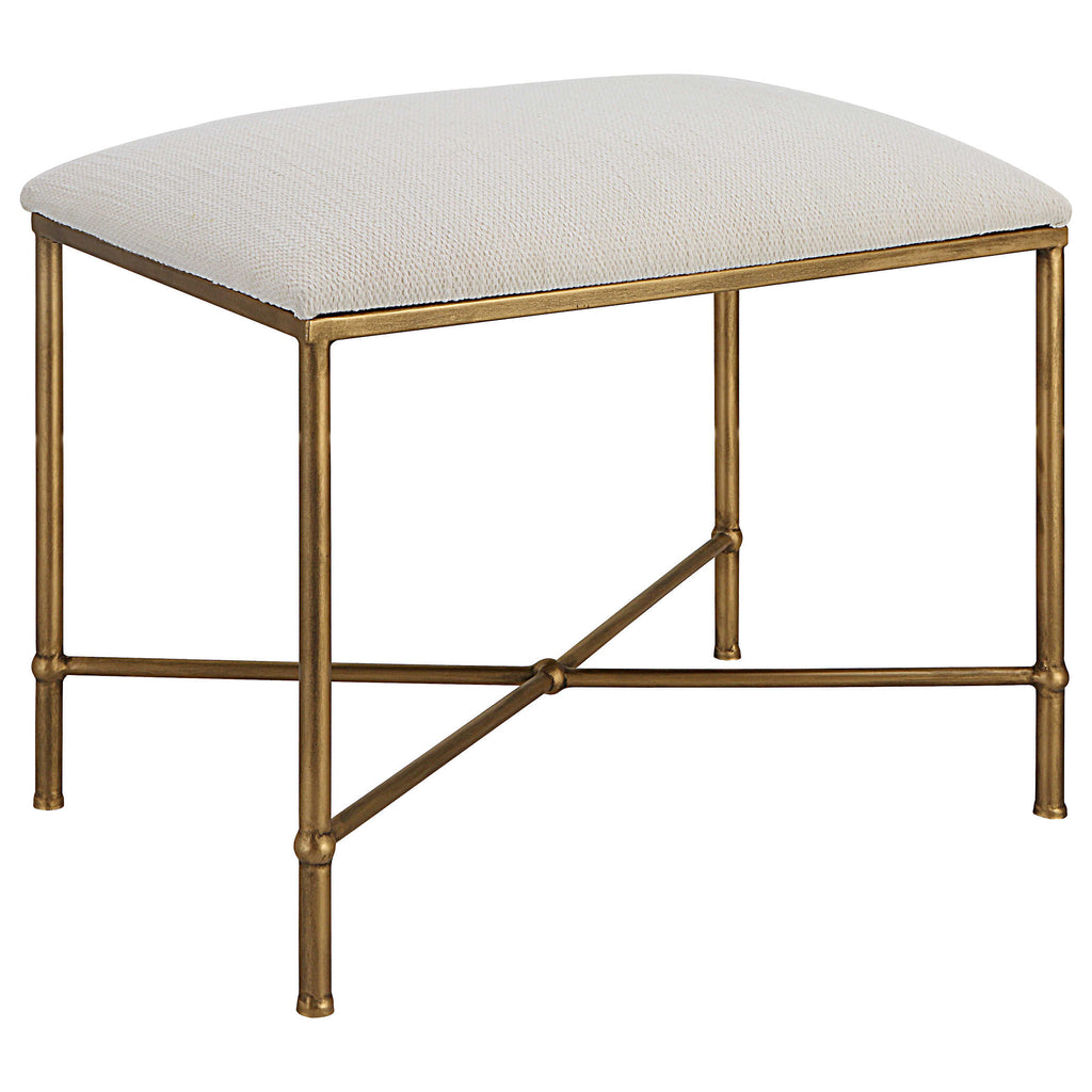 Avenham Small Gold Framed Bench - Bombay Mercantile