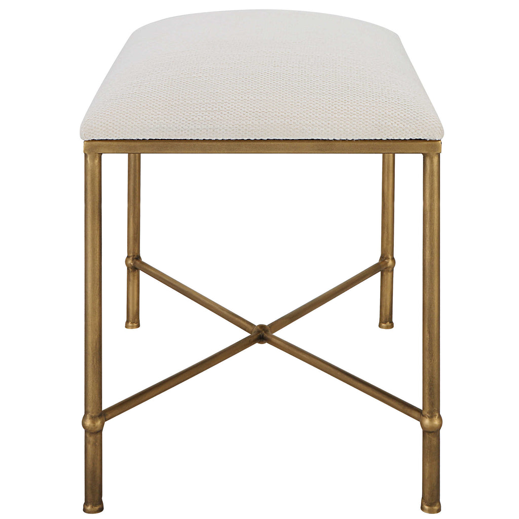 Avenham Small Gold Framed Bench - Bombay Mercantile
