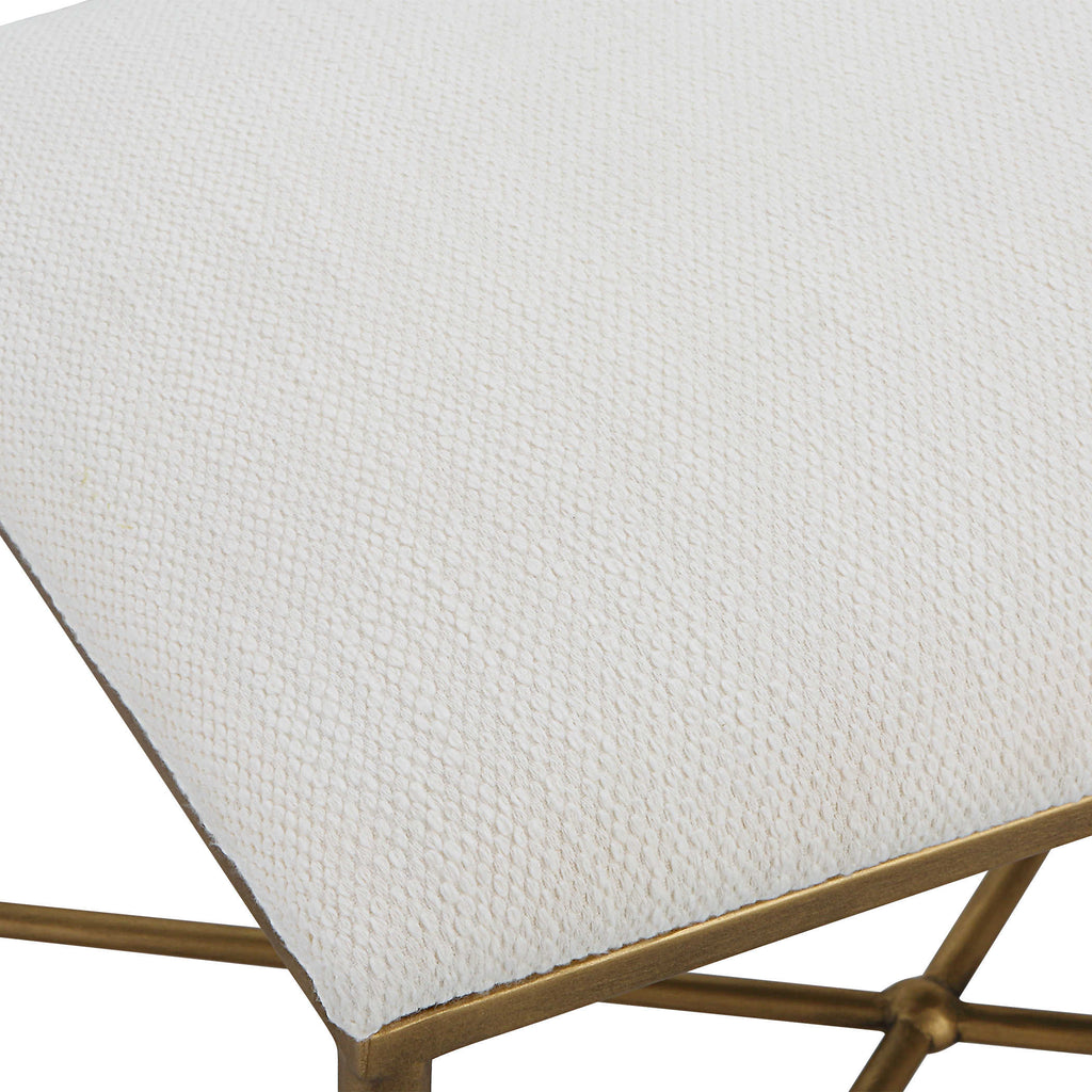 Avenham Small Gold Framed Bench - Bombay Mercantile