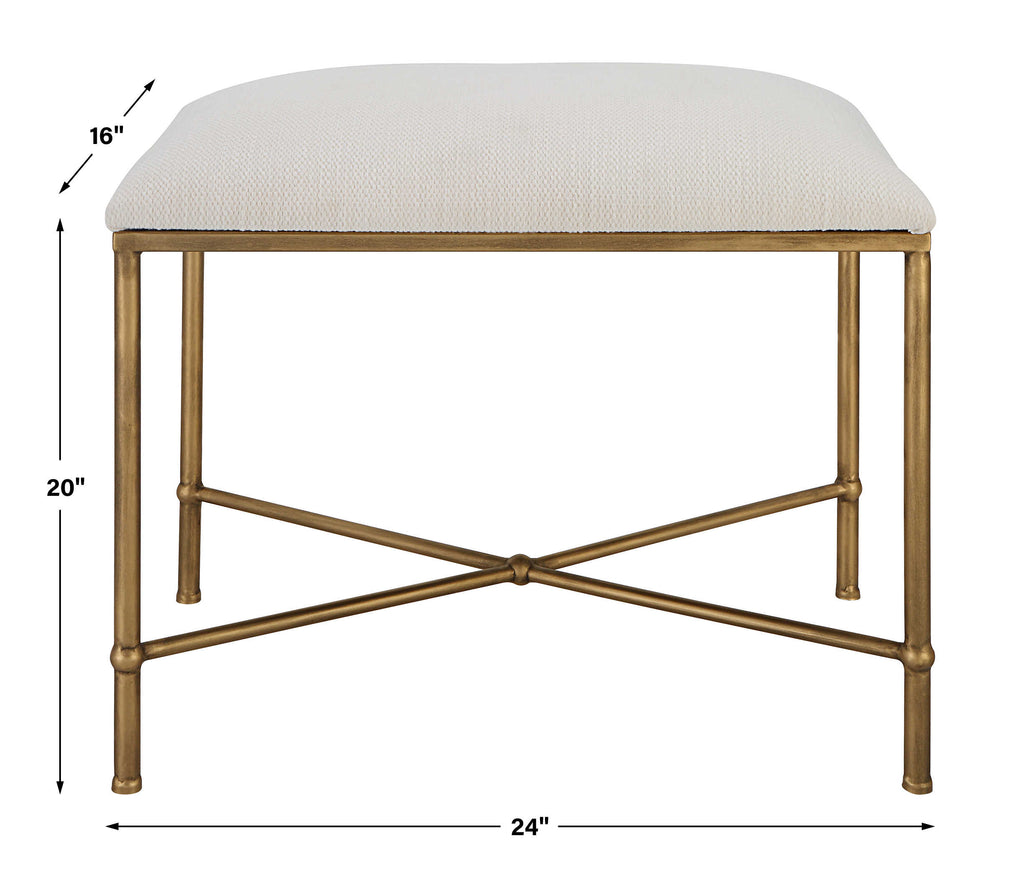 Avenham Small Gold Framed Bench - Bombay Mercantile