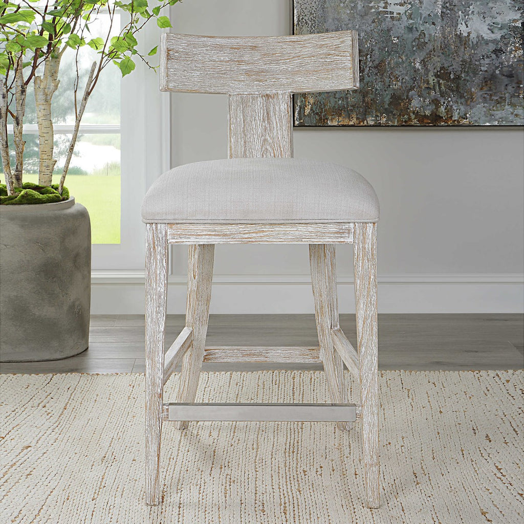 Idris White Counter Stool - Bombay Mercantile