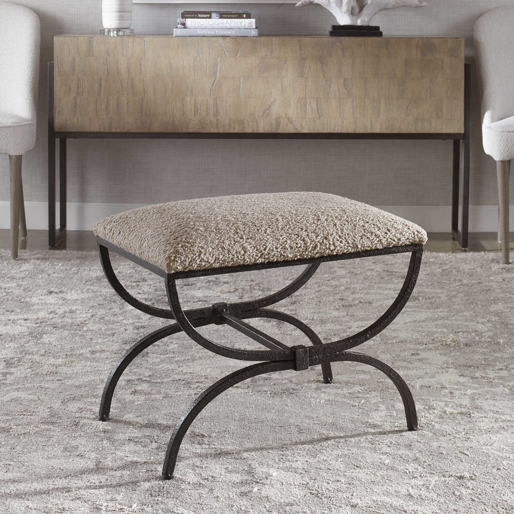 Hacienda Plush Latte Small Bench - Bombay Mercantile