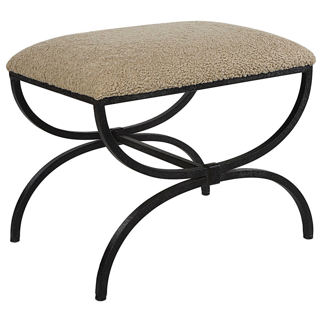 Hacienda Plush Latte Small Bench - Bombay Mercantile