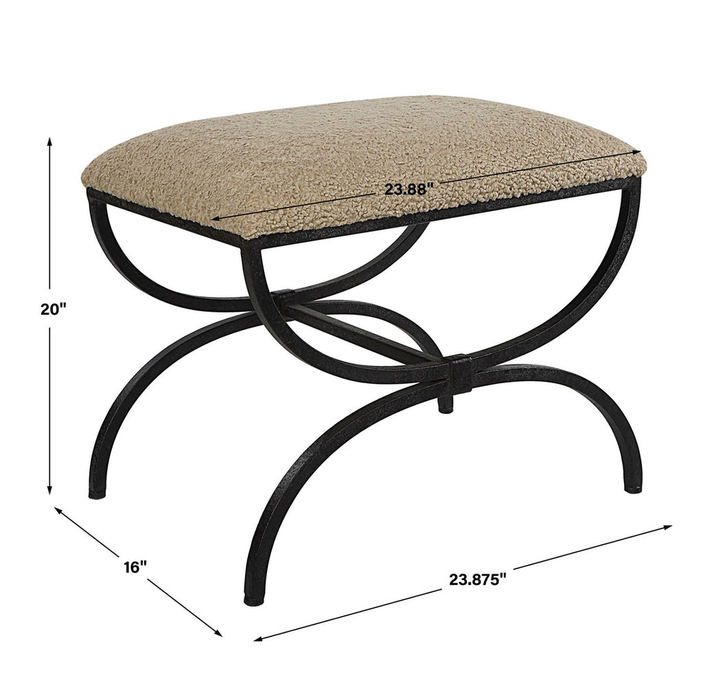 Hacienda Plush Latte Small Bench - Bombay Mercantile