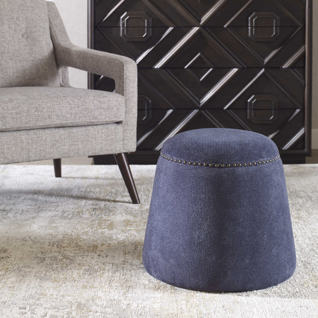 Gumdrop Denim Ottoman - Bombay Mercantile