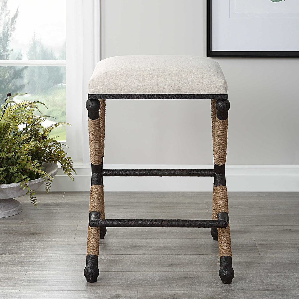 Firth Rustic Oatmeal Counter Stool - Bombay Mercantile
