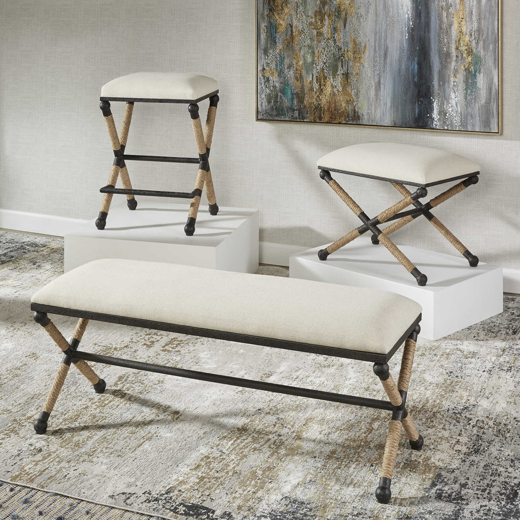 Firth Rustic Oatmeal Counter Stool - Bombay Mercantile