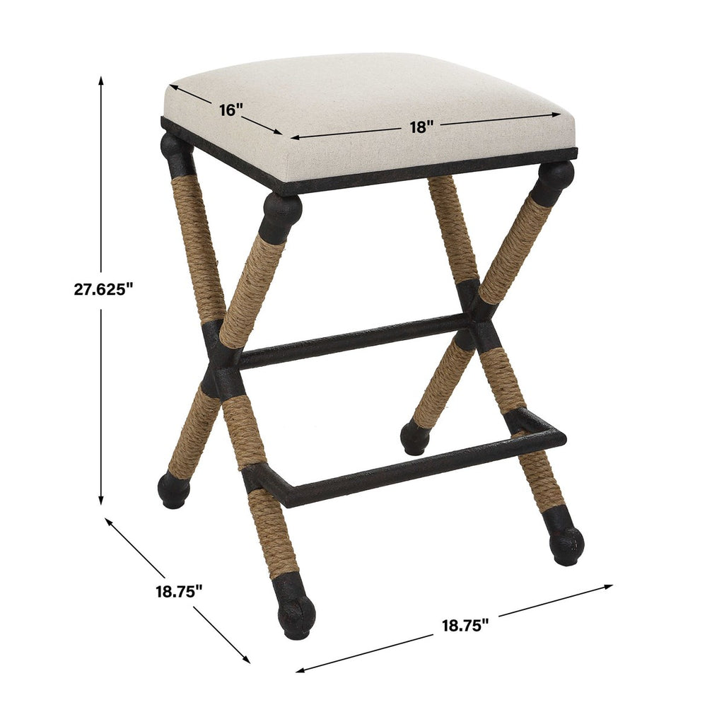 Firth Rustic Oatmeal Counter Stool - Bombay Mercantile