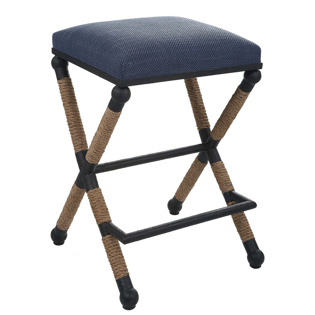 Firth Rustic Navy Counter Stool - Bombay Mercantile