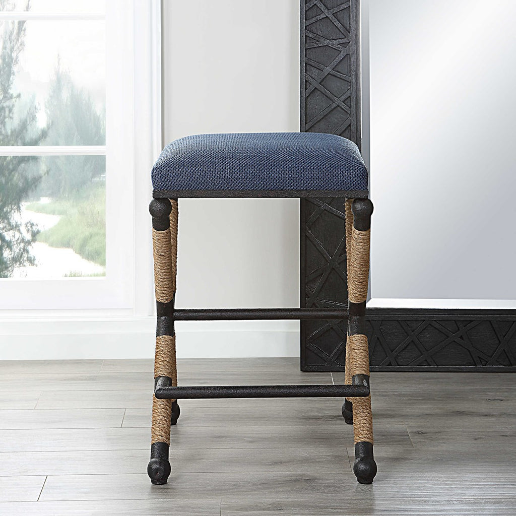 Firth Rustic Navy Counter Stool - Bombay Mercantile