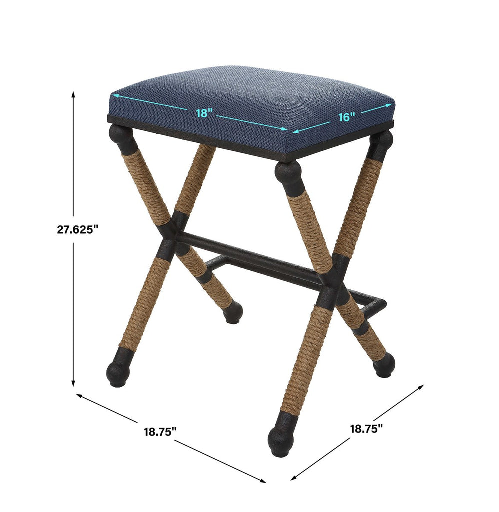 Firth Rustic Navy Counter Stool - Bombay Mercantile