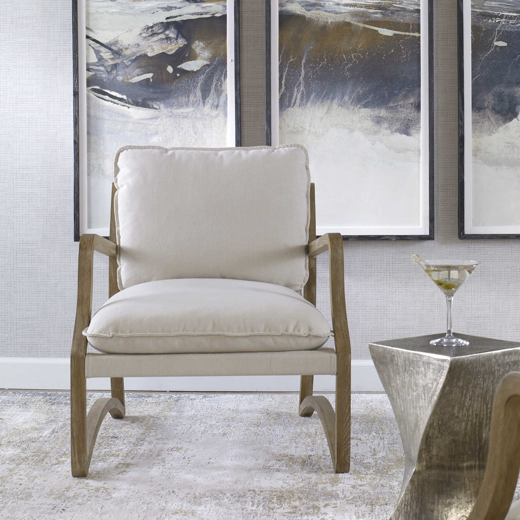 Melora Solid Oak Accent Chair - Bombay Mercantile
