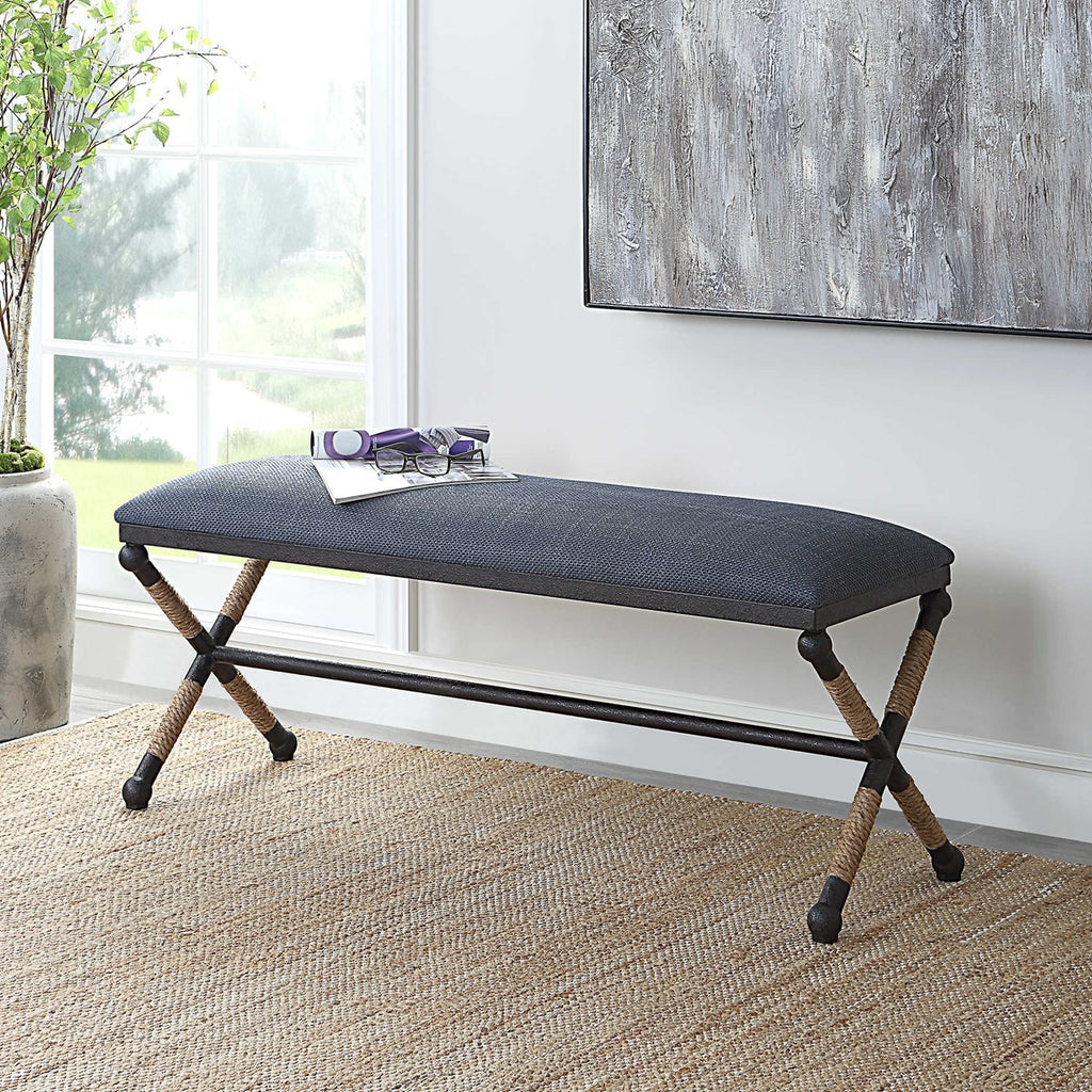 Firth Rustic Navy Bench - Bombay Mercantile