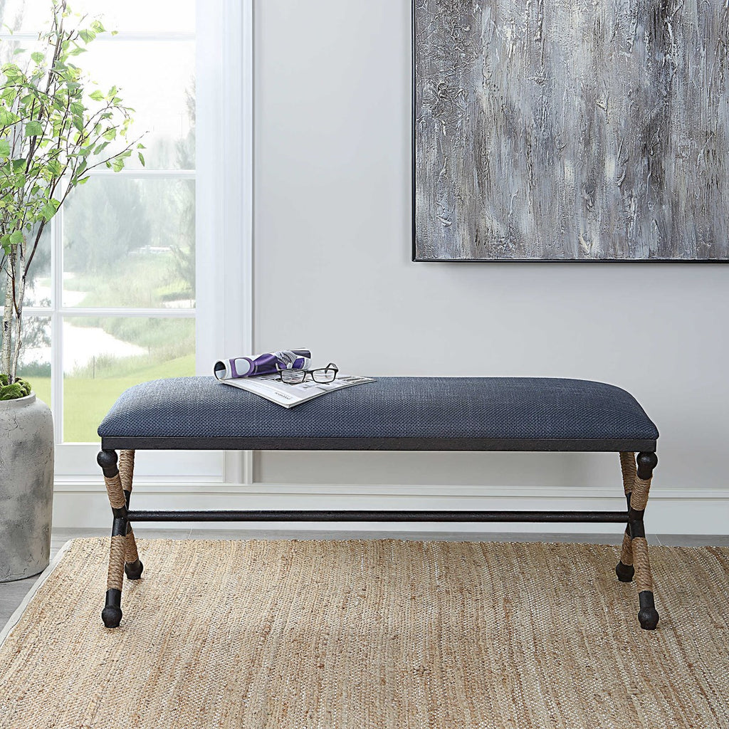 Firth Rustic Navy Bench - Bombay Mercantile