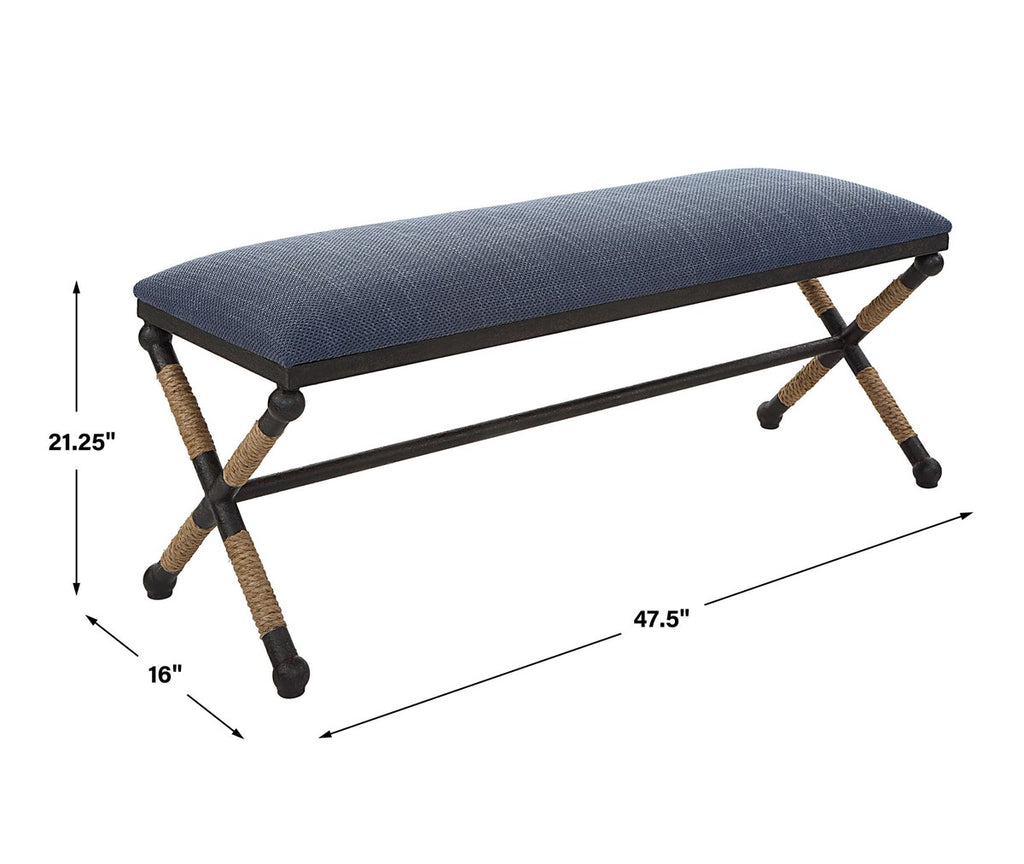 Firth Rustic Navy Bench - Bombay Mercantile