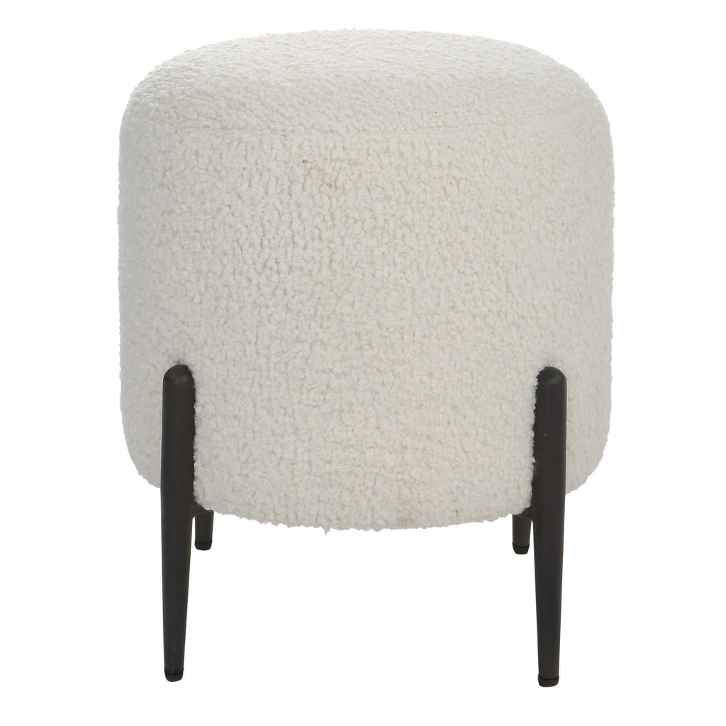 Arles White Shearling Ottoman - Bombay Mercantile