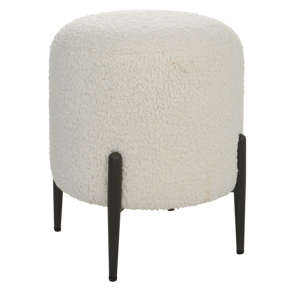 Arles White Shearling Ottoman - Bombay Mercantile
