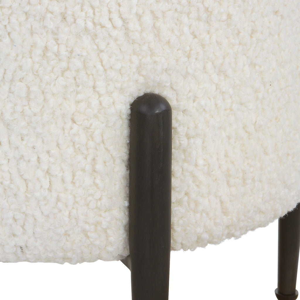 Arles White Shearling Ottoman - Bombay Mercantile