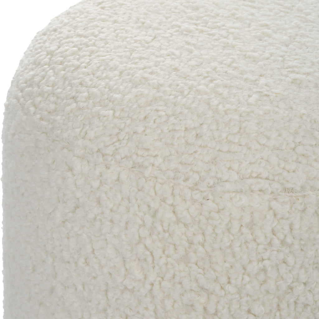 Arles White Shearling Ottoman - Bombay Mercantile