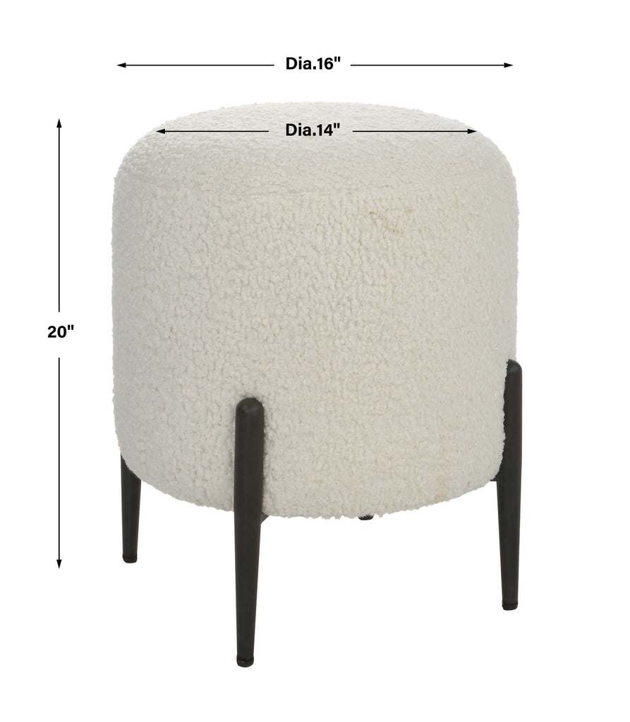 Arles White Shearling Ottoman - Bombay Mercantile