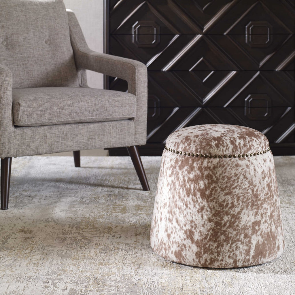 Gumdrop Cow Hide Ottoman - Bombay Mercantile