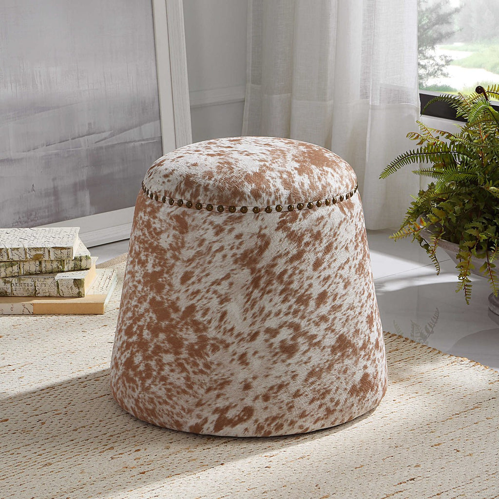 Gumdrop Cow Hide Ottoman - Bombay Mercantile