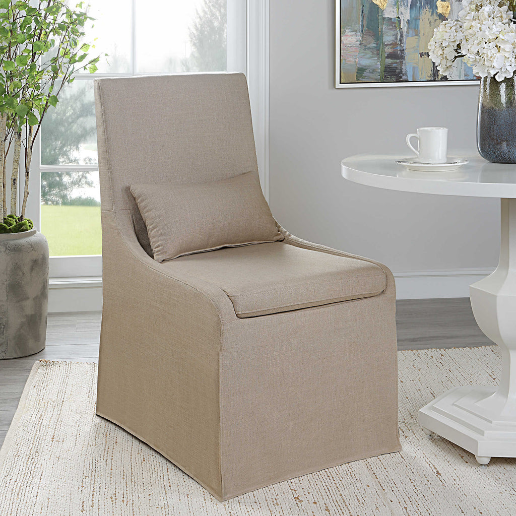 Coley Tan Armless Chair - Bombay Mercantile