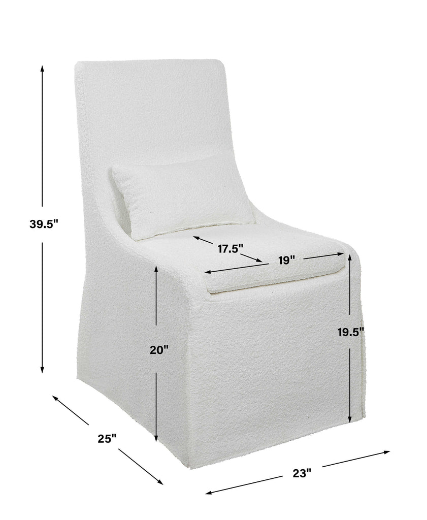 Coley White Armless Chair - Bombay Mercantile