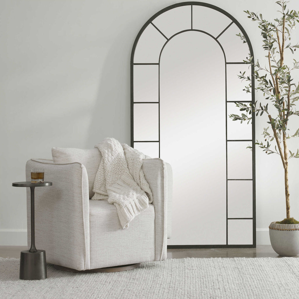 Corben White Swivel Armchair - Bombay Mercantile