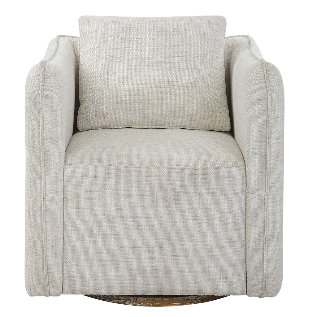 Corben White Swivel Armchair - Bombay Mercantile