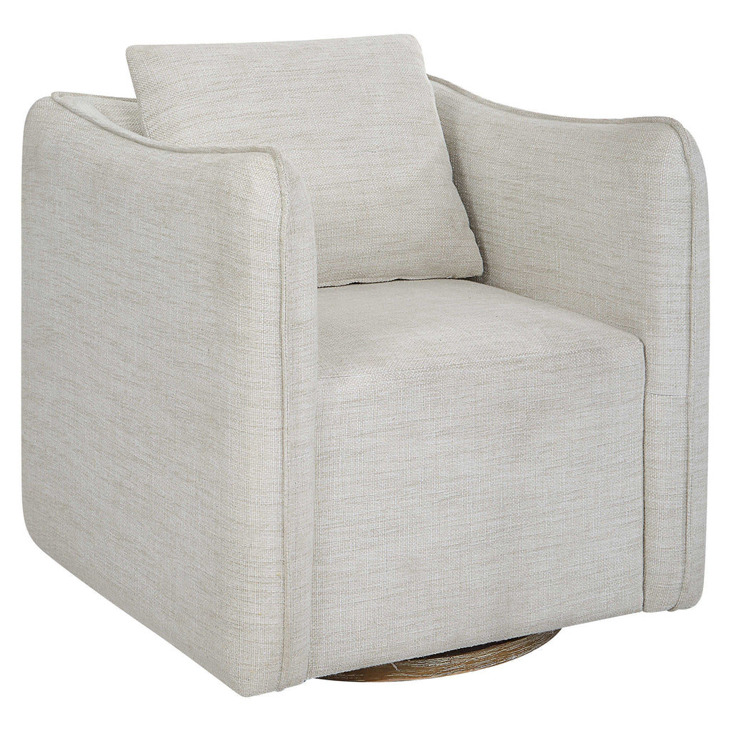Corben White Swivel Armchair - Bombay Mercantile
