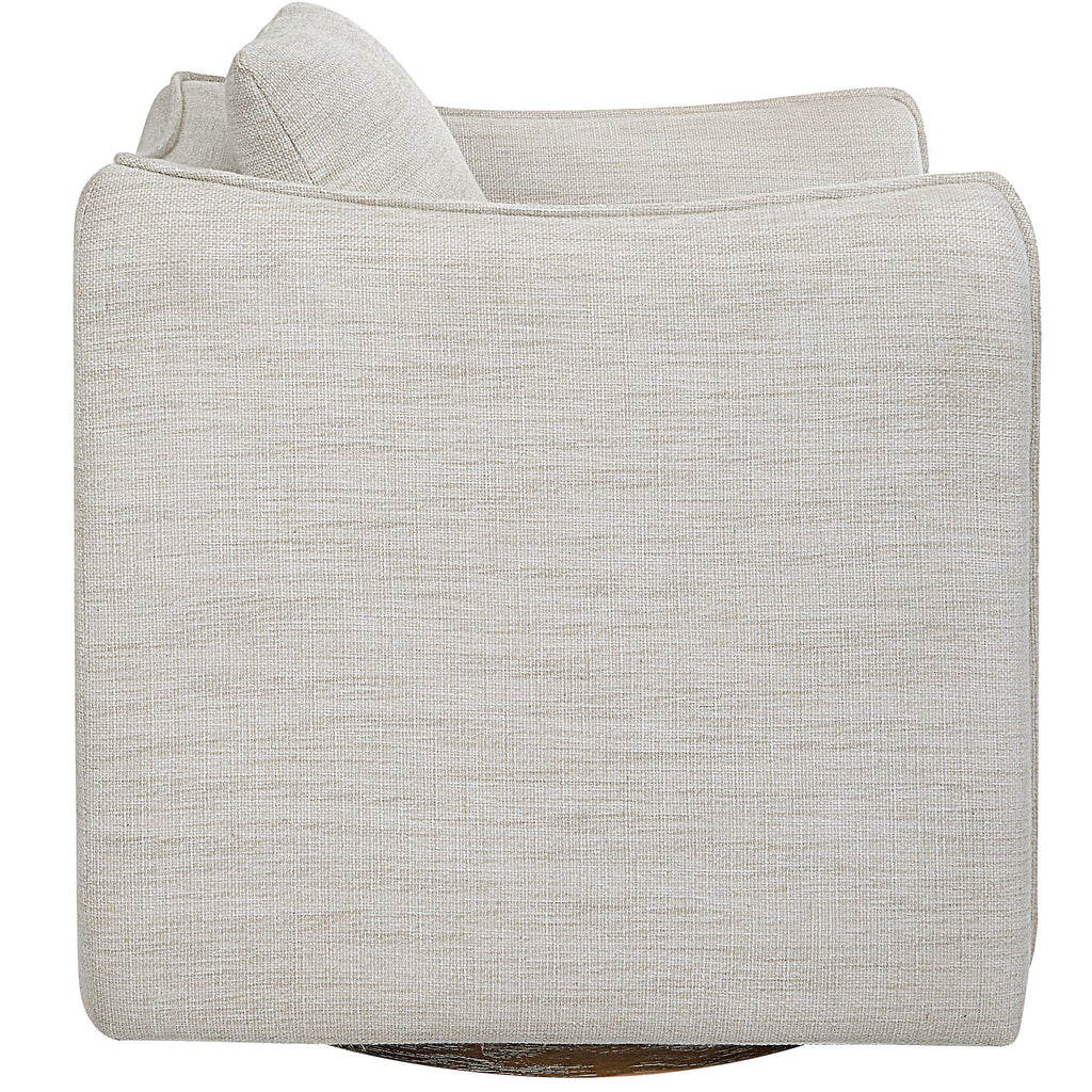Corben White Swivel Armchair - Bombay Mercantile