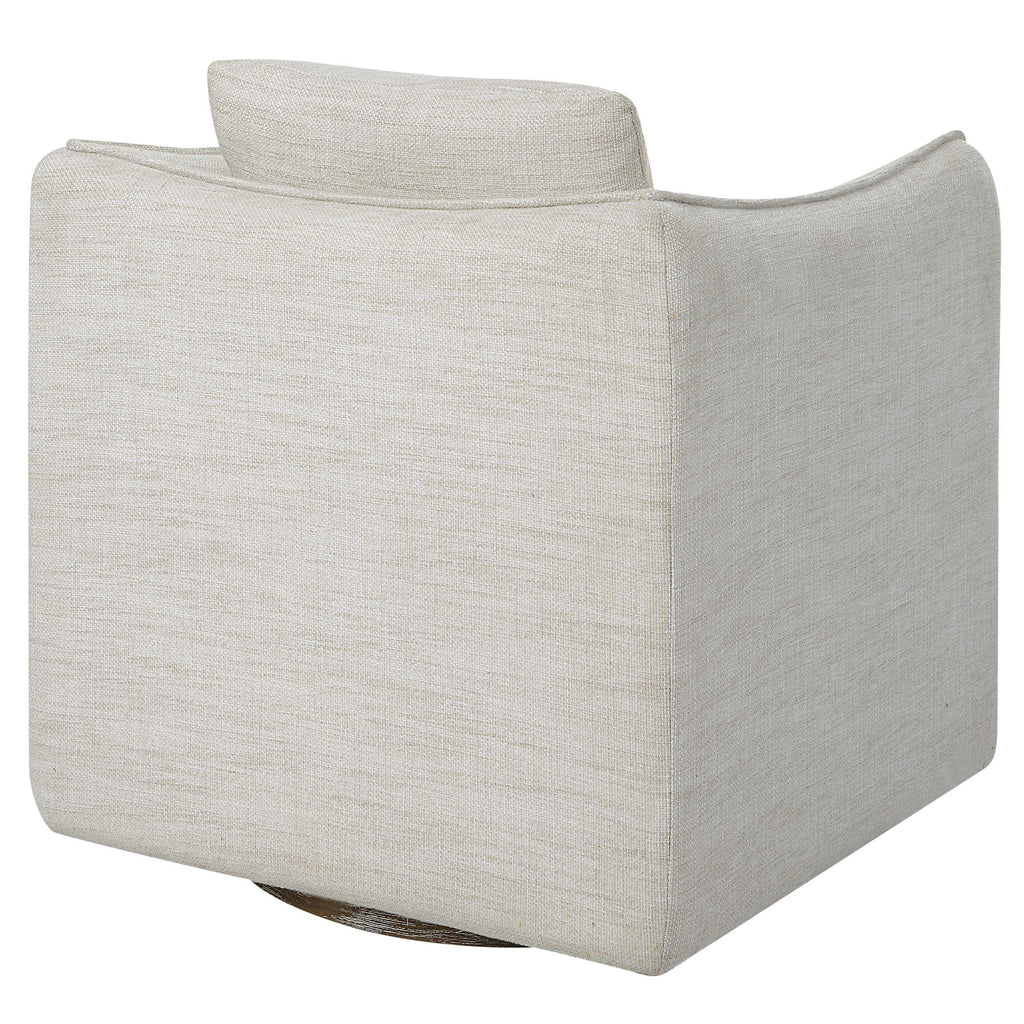 Corben White Swivel Armchair - Bombay Mercantile