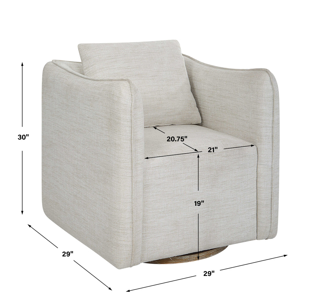 Corben White Swivel Armchair - Bombay Mercantile