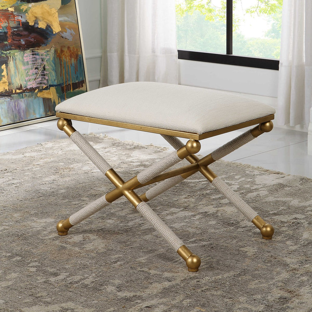 Socialite White Small Bench - Bombay Mercantile