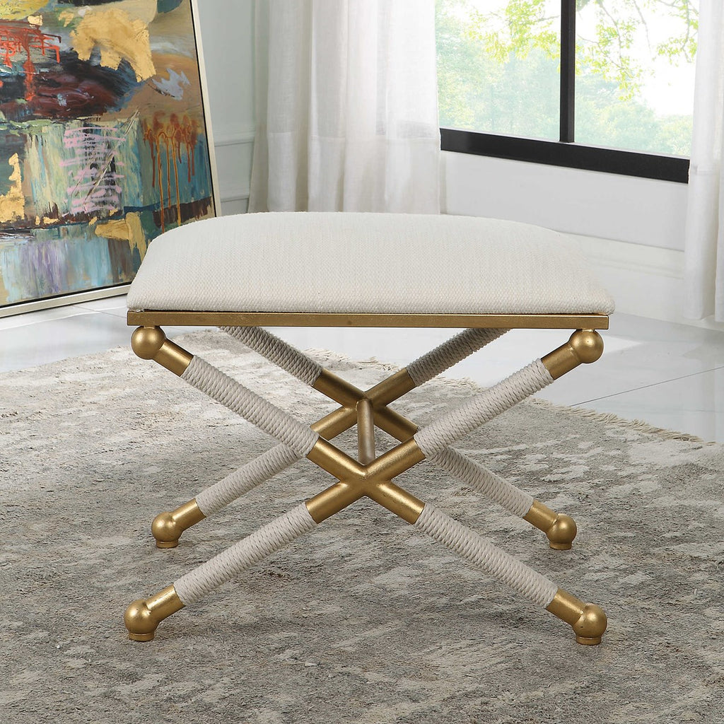 Socialite White Small Bench - Bombay Mercantile