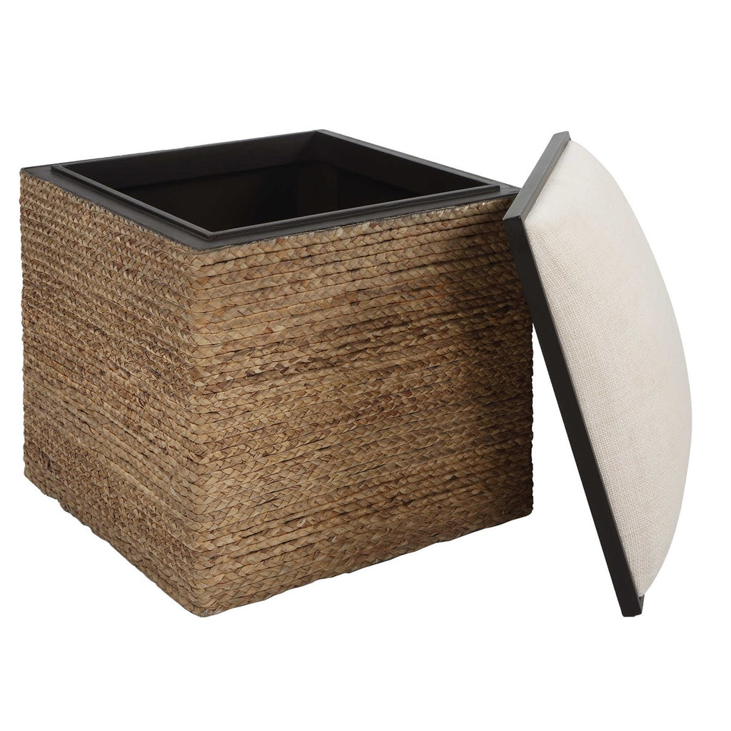 Island Square Straw Accent Stool - Bombay Mercantile
