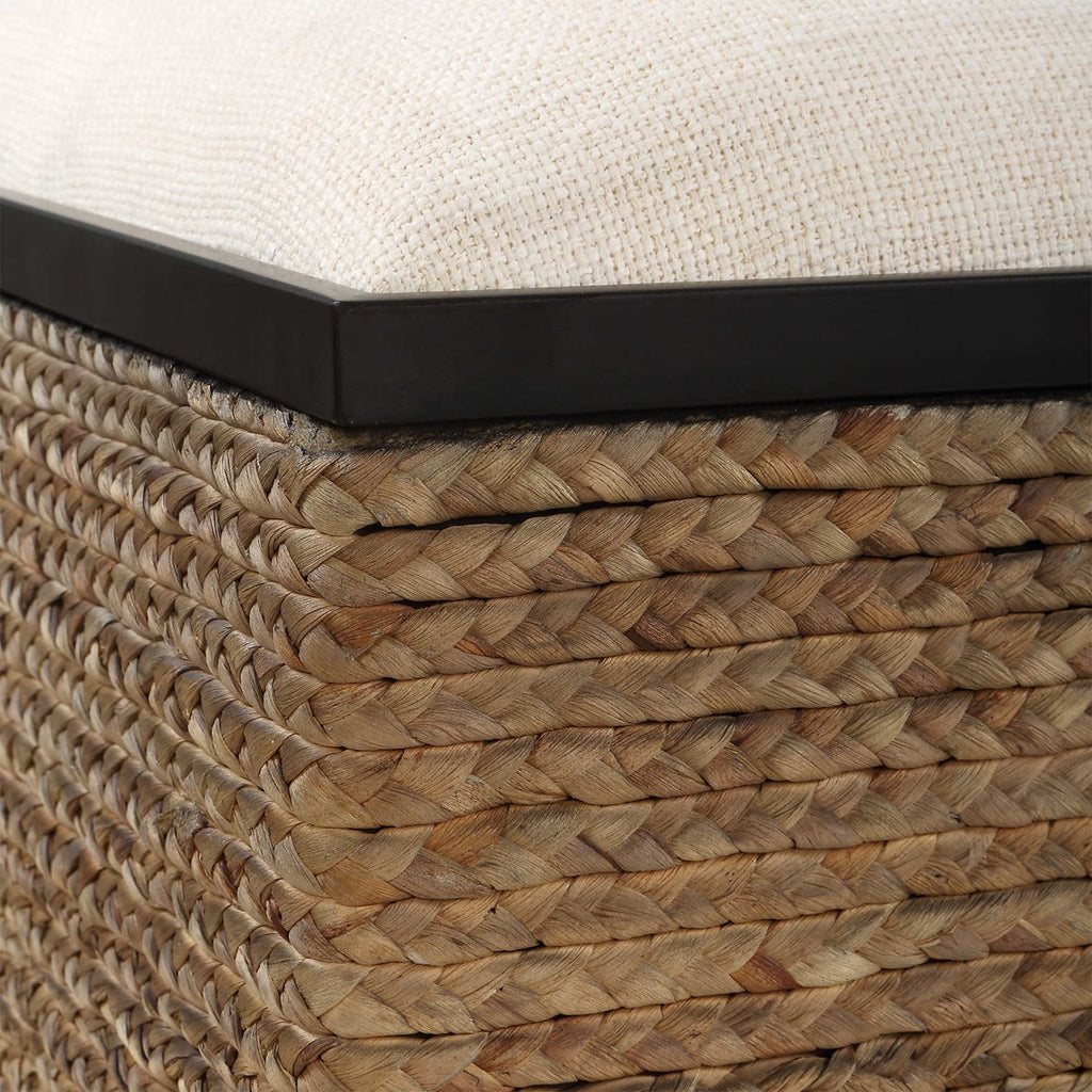 Island Square Straw Accent Stool - Bombay Mercantile