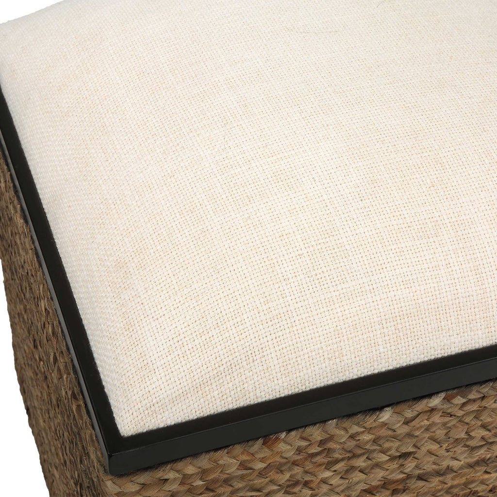 Island Square Straw Accent Stool - Bombay Mercantile