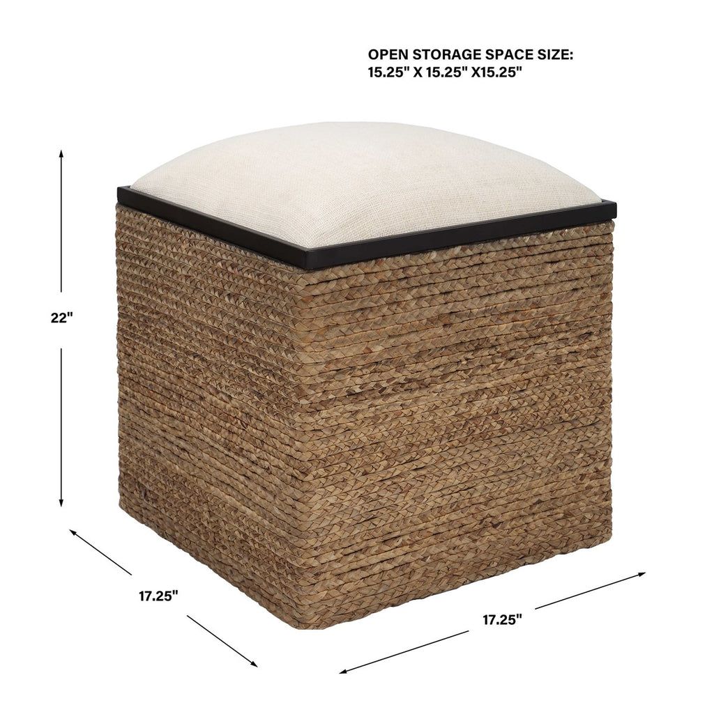 Island Square Straw Accent Stool - Bombay Mercantile
