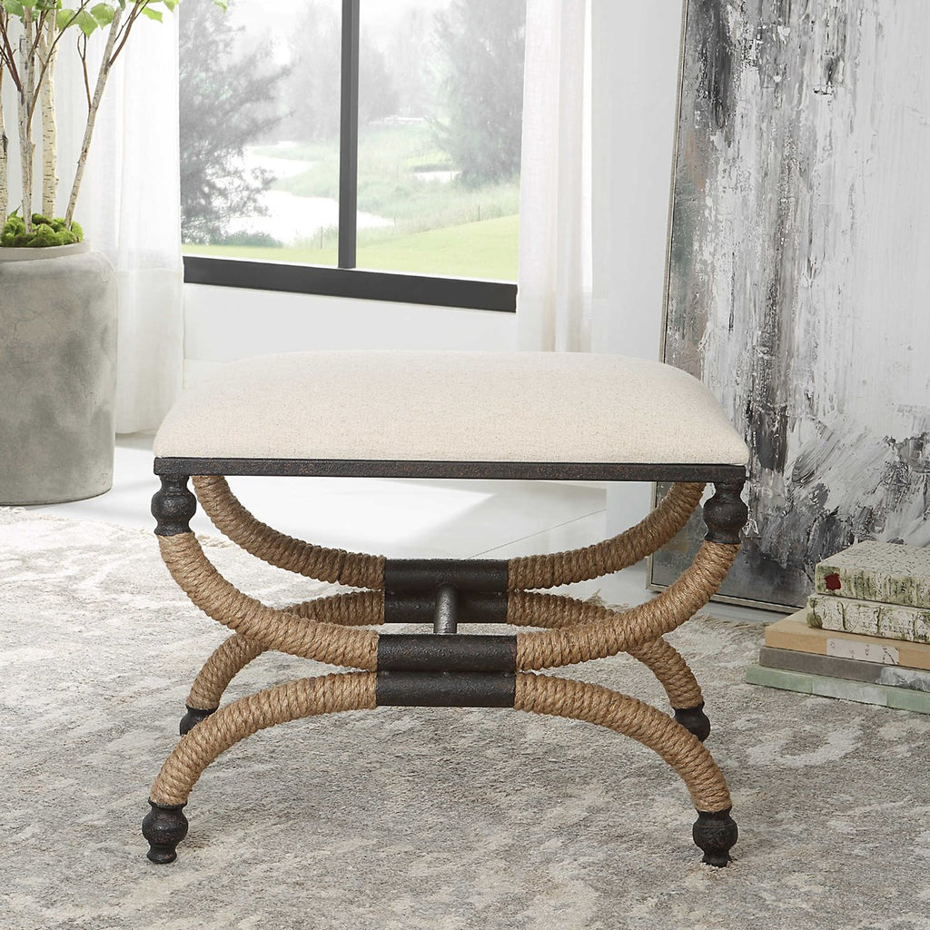 Icaria Upholstered Small Bench - Bombay Mercantile
