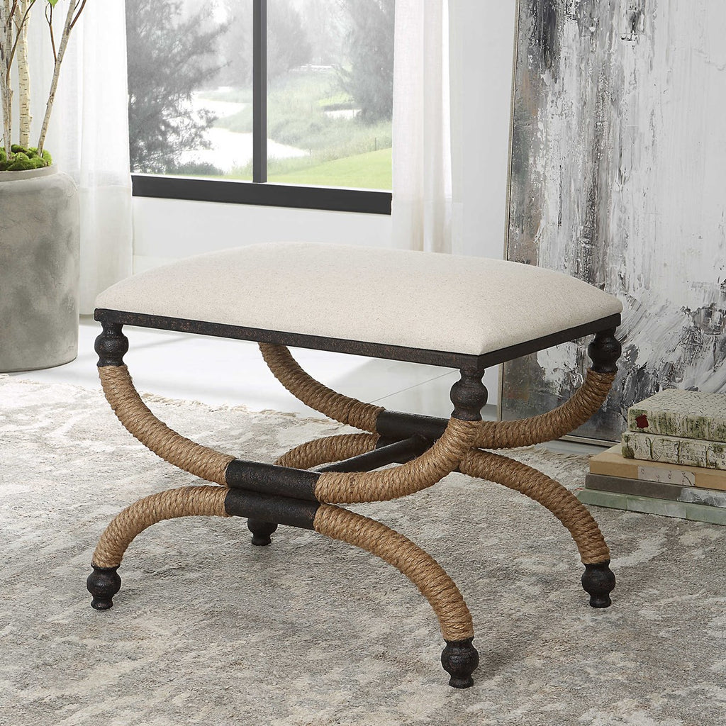Icaria Upholstered Small Bench - Bombay Mercantile
