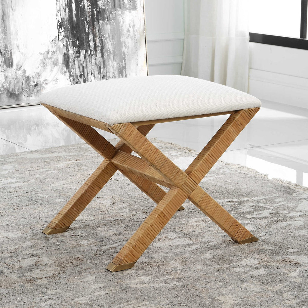 St. Tropez Rattan Small Bench - Bombay Mercantile