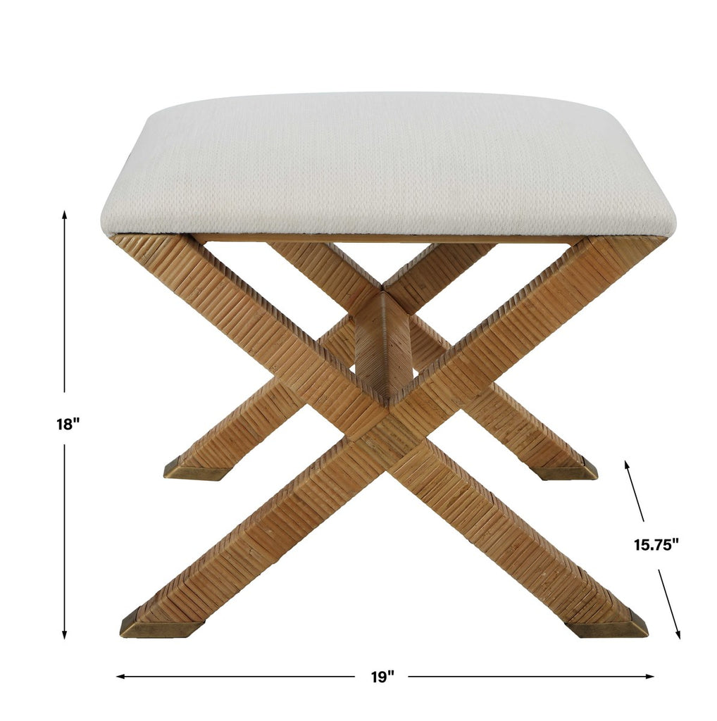St. Tropez Rattan Small Bench - Bombay Mercantile
