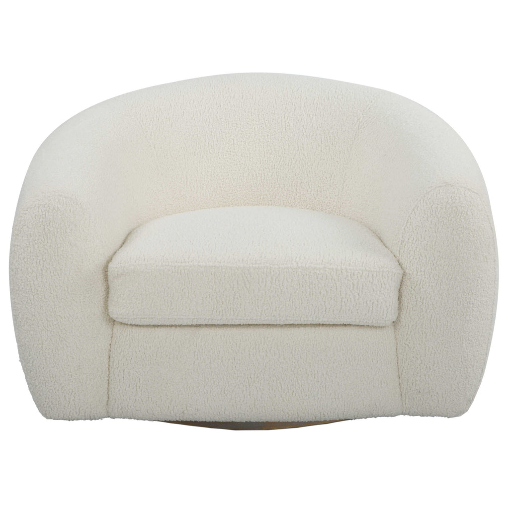 Capra  Art Deco White Swivel Chair - Bombay Mercantile